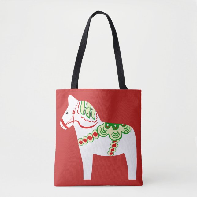 White Dala Horse Tote Bag (Front)