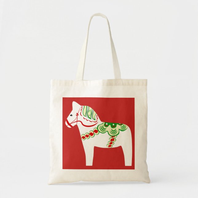 White Dala Horse Tote Bag (Front)