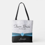 White Damask and Blue Team Bride Tote Bag<br><div class="desc">All over print White Damask and Blue Team Bride tote bag. ✔Note: Not all template areas need changed. 📌If you need further customization, please click the "Click to Customize further" or "Customize or Edit Design"button and use our design tool to resize, rotate, change text color, add text and so much...</div>