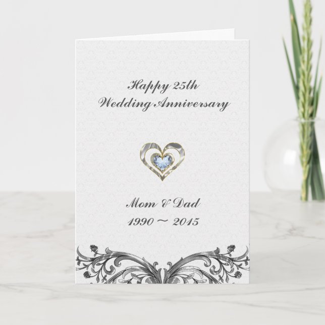 White Damask And Gray Swirl Card (Front)