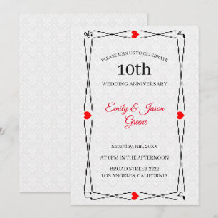 White Damask And Musical Frame Invitation