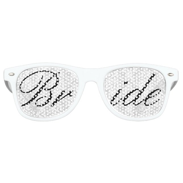 White Damask Bride Fun Bachelorette Party Glasses (Front)