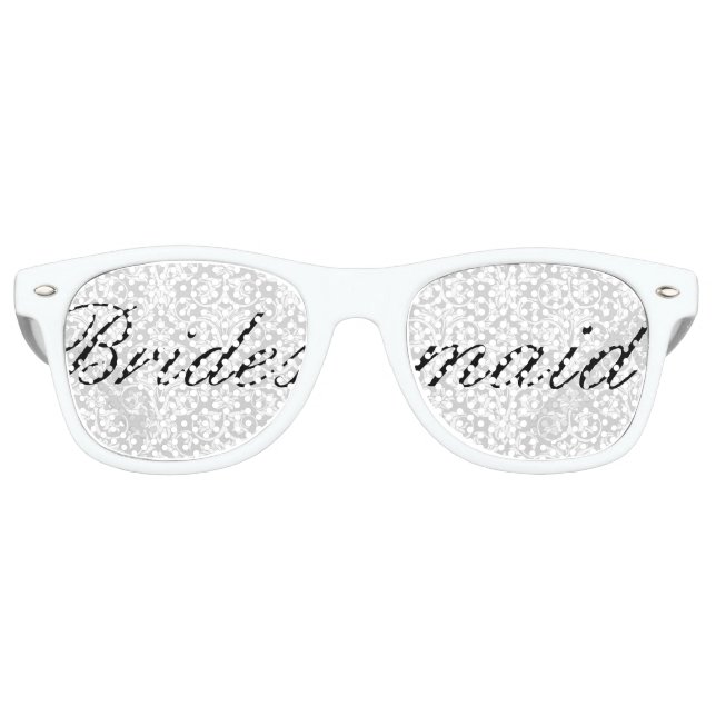 White Damask Bridesmaid Bachelorette Party Glasses (Front)