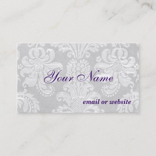 Customizable White Damask Business Card Template