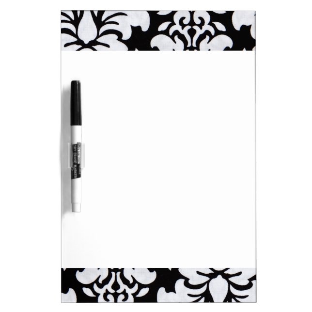 White Damask Dry Erase Board (Front)