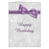 White Damask & Faux Bow Female Birthday (Front)