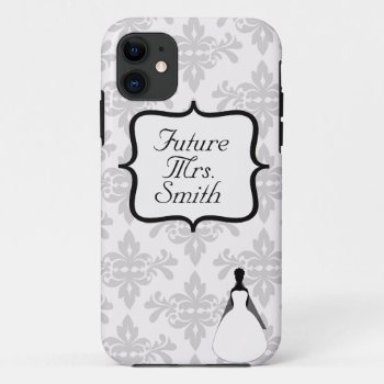 White Damask Future Mrs. Iphone 5 Case by BellaMommyDesigns at Zazzle