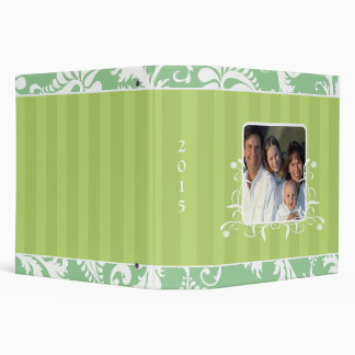 White Damask Lime Striped and Aqua Photo Binder