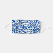 White Damask on Blue Adult Cloth Face Mask (Front, Folded)