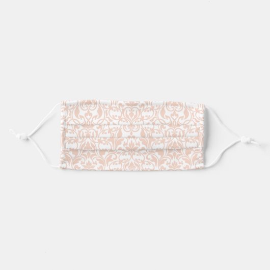 White Damask on Light Beige Flesh Tone Adult Cloth Face Mask (Front, Folded)