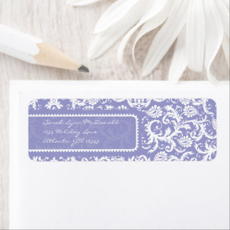 White Damask on Lilac Return Address Label