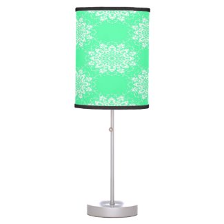 White damask on mint green