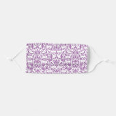 White Damask on Purple Adult Cloth Face Mask (Front, Folded)