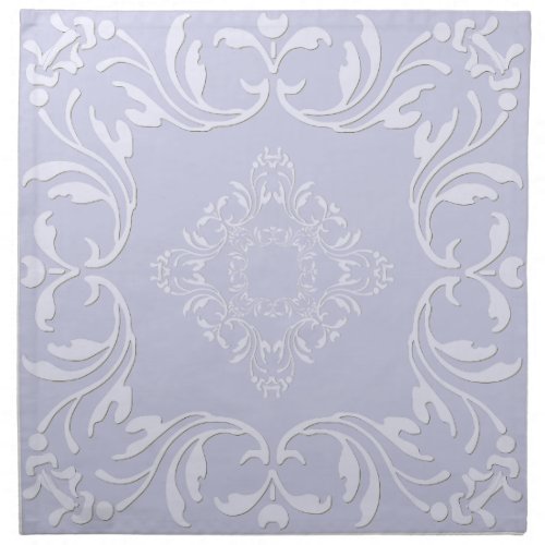 White Damask Pattern  Periwinkle Background Cloth Napkin