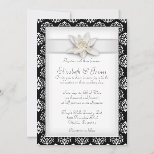White Damask Wedding Invitations