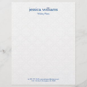 White Damasks Background Blue Typography Letterhead