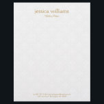 White Damasks Background Gold Typography Letterhead<br><div class="desc">Elegant white plush damask background with personalized gold typography that you can change to fit your brand colors.
The design is simple and elegant.</div>