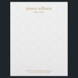 White Damasks Background Gold Typography Letterhead<br><div class="desc">Elegant white plush damask background with personalized gold typography that you can change to fit your brand colors.
The design is simple and elegant.</div>