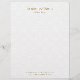 White Damasks Background Gold Typography Letterhead