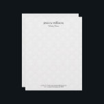 White Damasks Background Personalized Gray Text Letterhead<br><div class="desc">Elegant white plush damask background with personalized dark gray typography.
The design is simple and elegant.</div>
