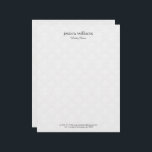 White Damasks Background Personalized Gray Text Letterhead<br><div class="desc">Elegant white plush damask background with personalized dark gray typography.
The design is simple and elegant.</div>