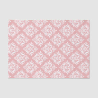 White Damasks Pattern Custom Pink Background Tissue Paper