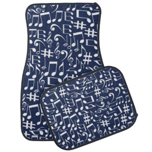 White Dancing Musical Notes Musicians Music Lovers Car Floor Mat