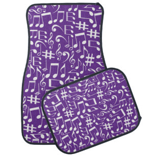 White Dancing Musical Notes Musicians Music Lovers Car Floor Mat