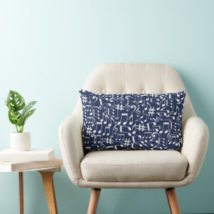 White Dancing Musical Notes Musicians Music Lovers Lumbar Pillow
