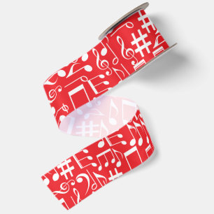 White Dancing Musical Notes Musicians Music Lovers Satin Ribbon