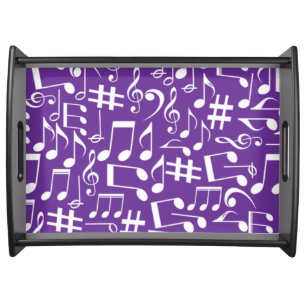 White Dancing Musical Notes Musicians Music Lovers Serving Tray