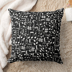 White Dancing Musical Notes Musicians Music Lovers Throw Pillow