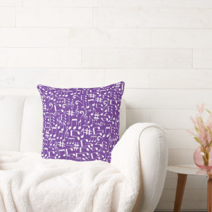 White Dancing Musical Notes Musicians Music Lovers Throw Pillow