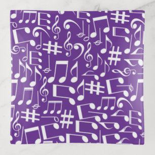 White Dancing Musical Notes Musicians Music Lovers Trinket Tray