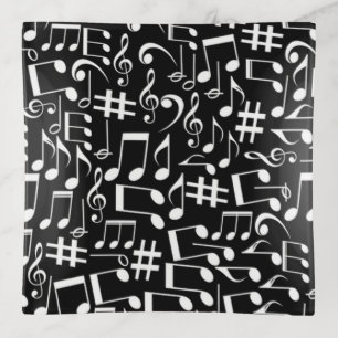 White Dancing Musical Notes Musicians Music Lovers Trinket Tray