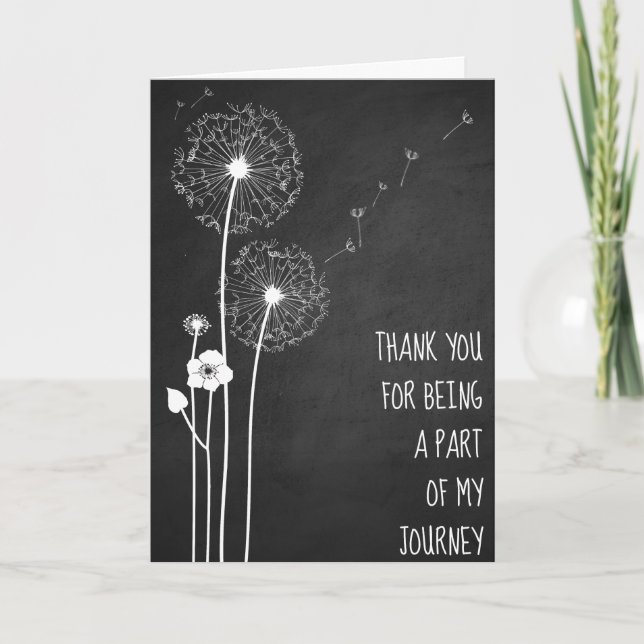 White Dandelion Bouquet Thank You Card (Front)