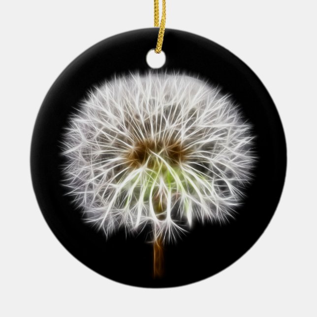 White Dandelion Flower Plant Ceramic Ornament (Front)