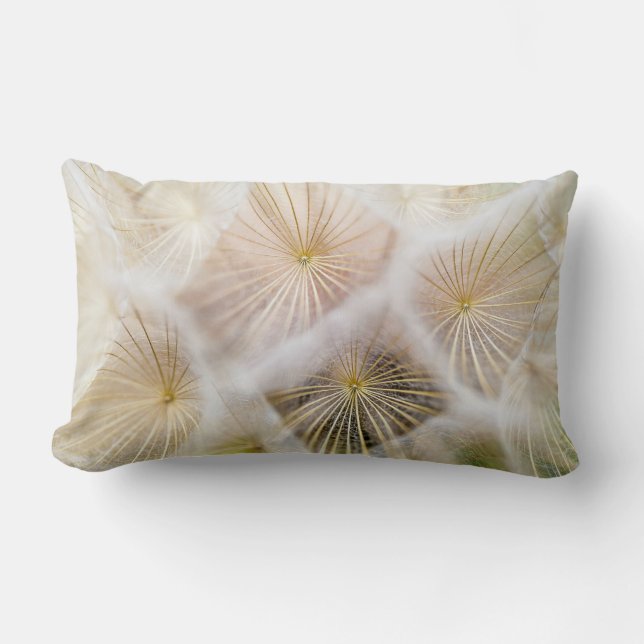 White dandelion flowers lumbar pillow (Front)