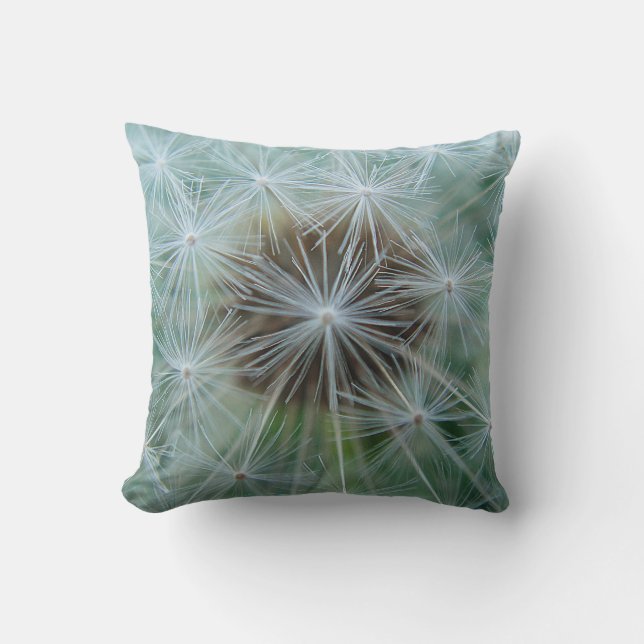 White Dandelion Pattern Throw Pillow (Front)