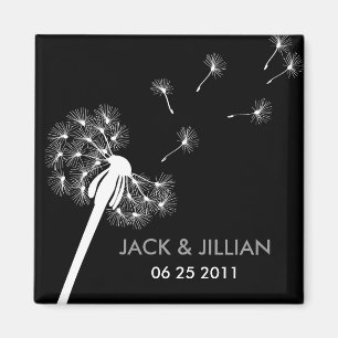 White Dandelion Wedding Favor Magnet