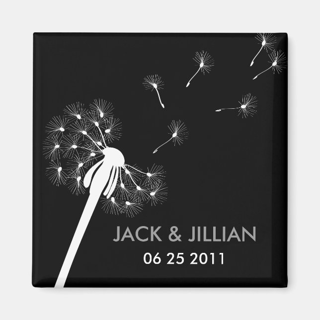 White Dandelion Wedding Favor Magnet (Front)