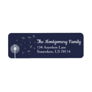 White Dandelion Wildflower & Navy Family Label