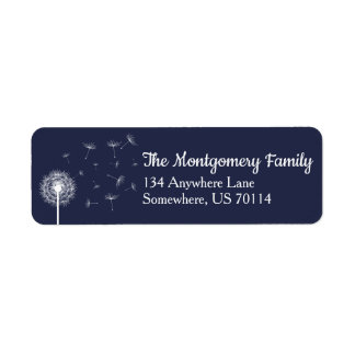 White Dandelion Wildflower & Navy Family Label