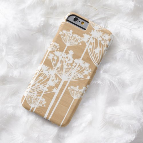 White Dandelions on Faux Wood iPhone 6 Case