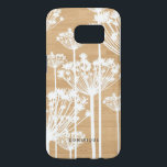White Dandelions on Faux Wood Personalized Samsung Galaxy S7 Case<br><div class="desc">Illustrations of dandelions on a faux wood background. This rustic yet modern case can be personalized.</div>