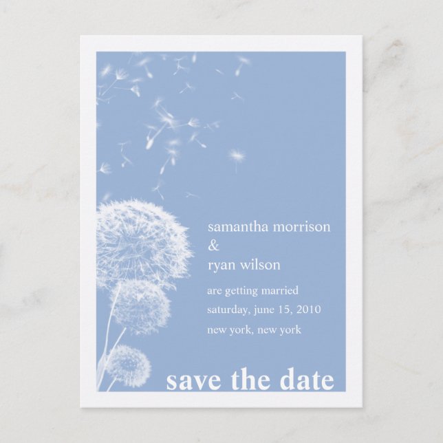 White Dandelions -Save the Date Cards (Front)