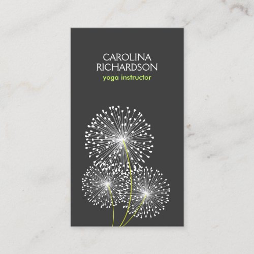 WHITE DANDELIONS YOGA TEACHER, YOGA INSTRUCTOR BUSINESS CARD TEMPLATE