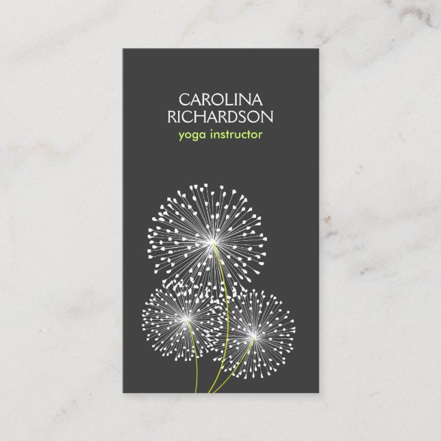 WHITE DANDELIONS YOGA TEACHER, YOGA INSTRUCTOR BUSINESS CARD (Front)