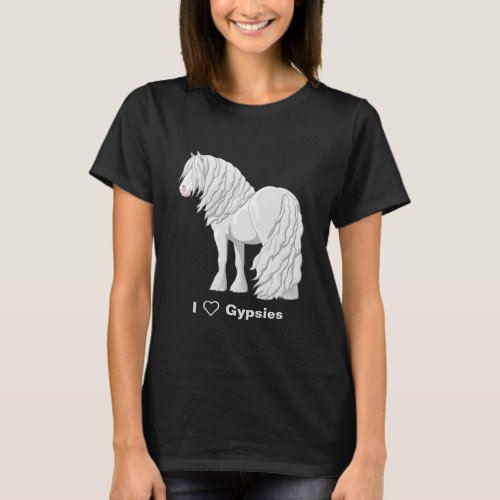 White Dapple Gray Gypsy Vanner Draft Horse T_Shirt
