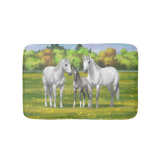 White Dapple Gray Quarter Horses In Summer Bath Mat
